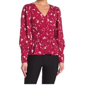 Walter Baker Woman Clara Ruched Floral-Print Crepe Blouse